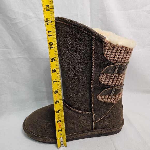 Bearpaw Boshie Chestnut Brown Distressed Fuzzy Lined Boots Women's Size 10 NEW - Picture 12 of 12